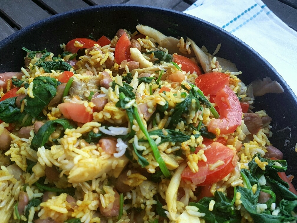 Reispfanne mit Bohnen vegan und glutenfrei